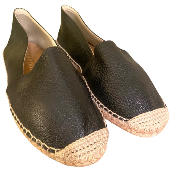 Anthropologie Maypol Espadrille Loafers 6.5 Black Leather Handmade Shoes Size 37 - Picture 2 of 7